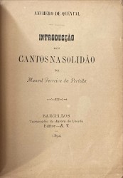 INTRODUCÇÃO AOS CANTOS NA SOLIDÃO DE MANOEL FERREIRA DA PORTELLA.